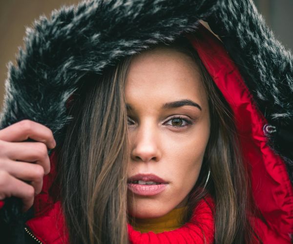 Person looking at beautiful nature landscape to relax eyes